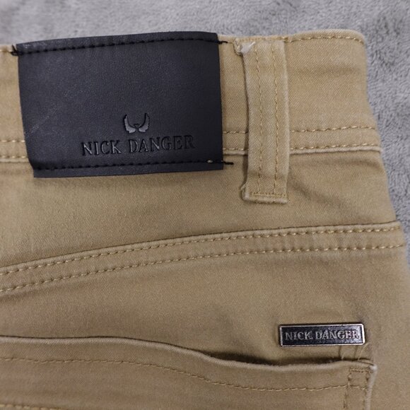Nick Danger jeans tapered slim men's 34x30 tan five pocket - Picture 9 of 11